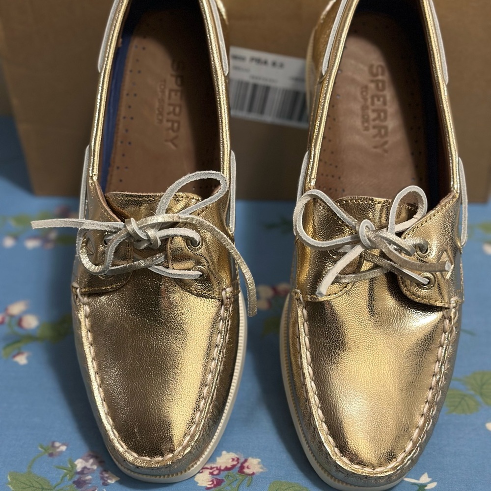 Sperry Metallic Gold Boat Shoes